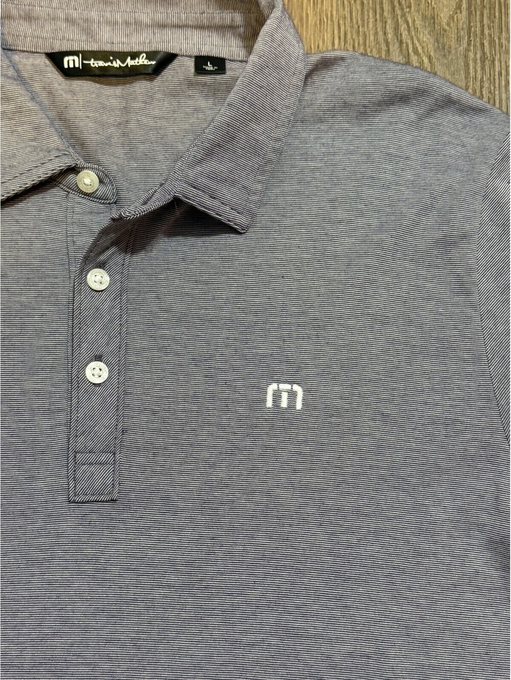 TravisMathew Mens Large Gray Micro Stripe Golf Polo Shirt #15B